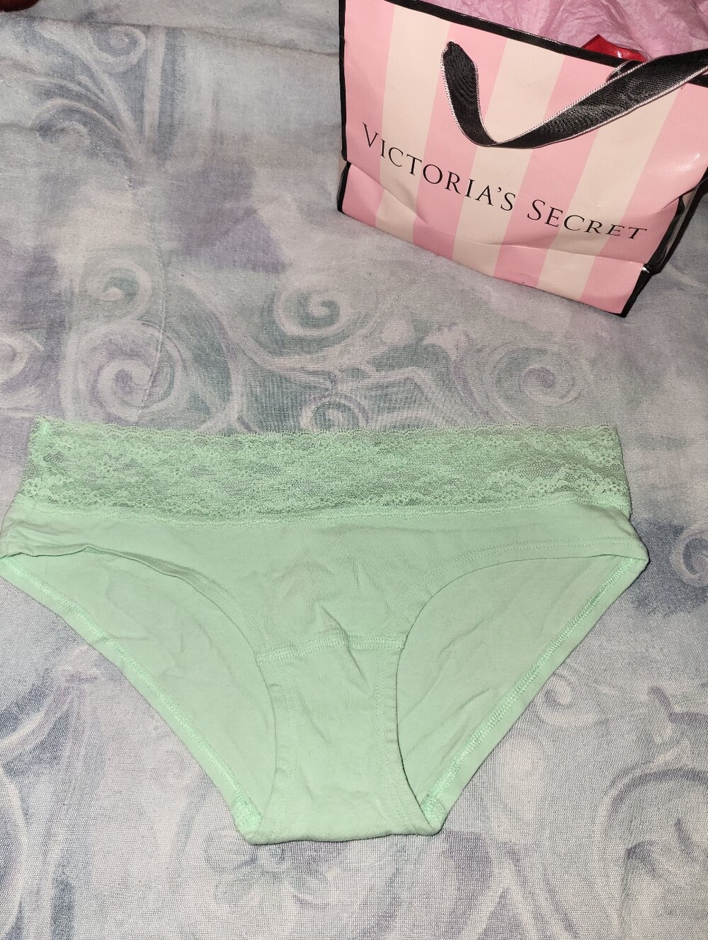 Victoria's Secret Lace-Waist Hipster Panty in Mint NWOT, Size S